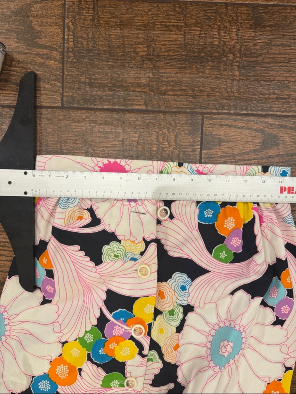 Vintage Floral Button-Front A-Line Skirt - Picture 9 of 11